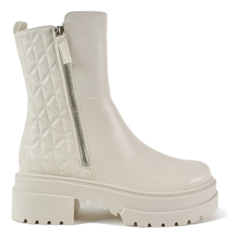 Off-White Chunky Combat Boots with Quilted Texture